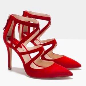 zara red pumps
